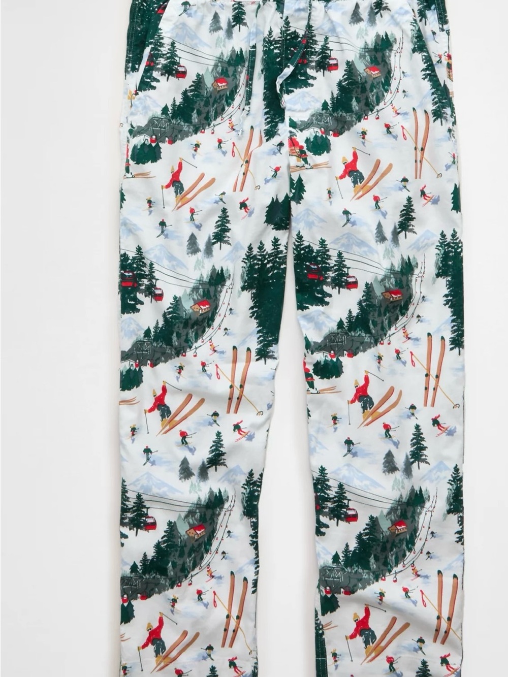 American Eagle Outfitters White Ski-Resort Print Pajamas